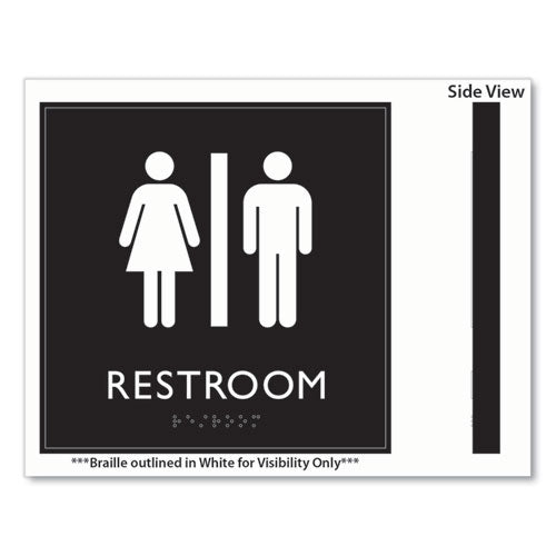 Ada Sign, Unisex Restroom, Plastic, 8 X 8, Clear/white