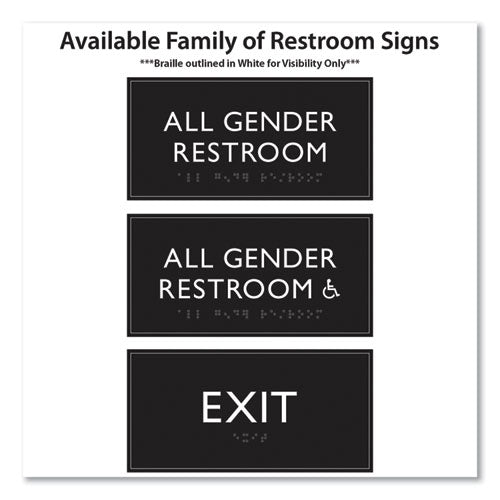 Ada Sign, All Gender Restroom Accessible, Plastic, 4 X 4, Clear/white