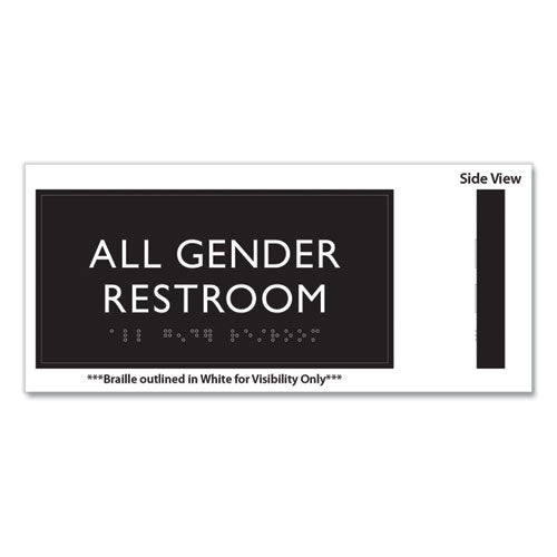 Ada Sign, All Gender Restroom, Plastic, 4 X 4, Clear/white