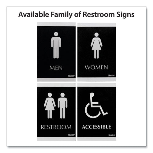 Century Series Office Sign, Men; Women, 6 X 9, Black/silver