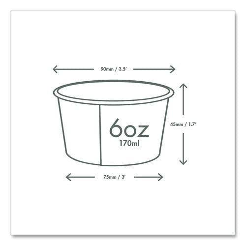 Soup Containers, 6 Oz, 3.5" Diameter X 1.7"h, Green/white, Paper, 1,000/carton