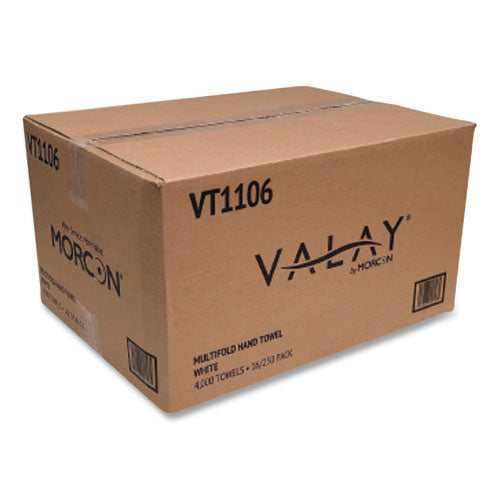 Valay Multi-fold Towels, 1-ply, 9.05 X 9.25, White, 250/pack, 16 Packs/carton
