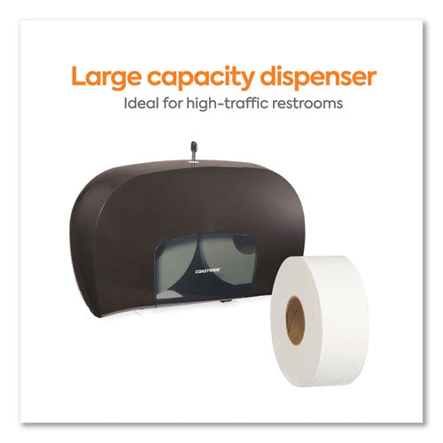 Twin Jumbo Roll Toilet Paper Dispenser, 20.13 X 6.06, Black