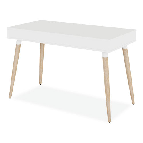 Scandinavian Writing Desk, 47.24" X 23.62" X 29.53", White/beigewood