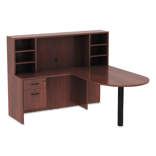 Alera Valencia Series D-top Desk, 71" X 35.5" X 29.63", Medium Cherry