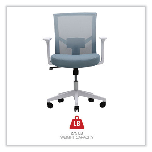 Mesh Back Fabric Task Chair, Supports Up To 275 Lb, 17.32" To 21.1" Seat Height, Seafoam Blue Seat/back