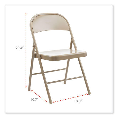 Armless Steel Folding Chair, Supports Up To 275 Lb, Tan Seat, Tan Back, Tan Base, 4/carton