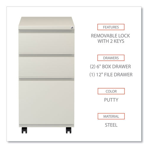 File Pedestal With Full-length Pull, Left Or Right, 3-drawers: Box/box/file, Legal/letter, Putty, 14.96" X 19.29" X 27.75"