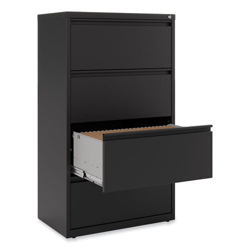 Lateral File, 4 Legal/letter-size File Drawers, Black, 30" X 18.63" X 52.5"