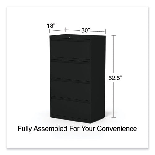 Lateral File, 4 Legal/letter-size File Drawers, Black, 30" X 18.63" X 52.5"