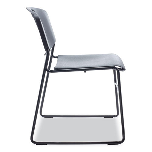 Alera Resin Stacking Chair, Supports Up To 275 Lb, 18.50" Seat Height, Black Seat, Black Back, Black Base, 4/carton