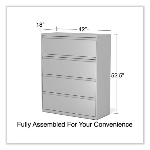 Lateral File, 4 Legal/letter-size File Drawers, Light Gray, 42" X 18.63" X 52.5"