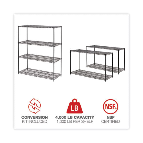 All-purpose Wire Shelving Starter Kit, Four-shelf, 60w X 24d X 72h, Black Anthracite Plus