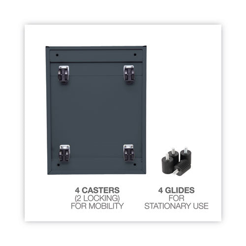 File Pedestal, Left Or Right, 3-drawers: Box/box/file, Legal/letter, Charcoal, 14.96" X 19.29" X 27.75"