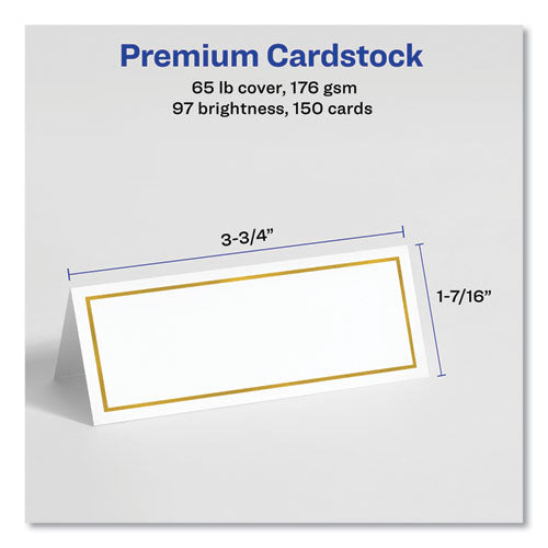 Tent Cards, White/gold, 3.75" X 1.44", 6 Cards/sheet, 25 Sheets/pack