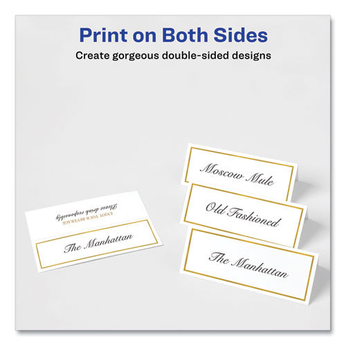 Tent Cards, White/gold, 3.75" X 1.44", 6 Cards/sheet, 25 Sheets/pack