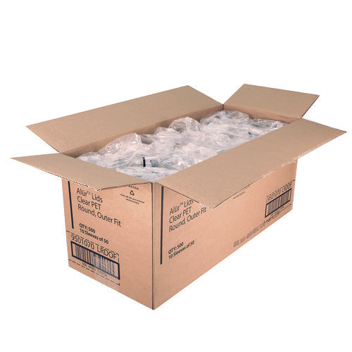 Recycleware® Round Deli Container Lids, Clear, Plastic, 500/carton