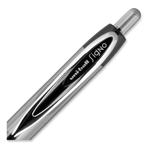 Signo 207 Gel Pen, Retractable, Medium 0.7 Mm, Black Ink, Clear/black Barrel, 5/pack