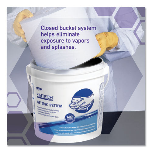 Power Clean Wipers For Solvents Wettask Customizable Wet Wiping System 12 X 6, Unscented, 95/roll, 6 Rolls/1 Bucket/carton