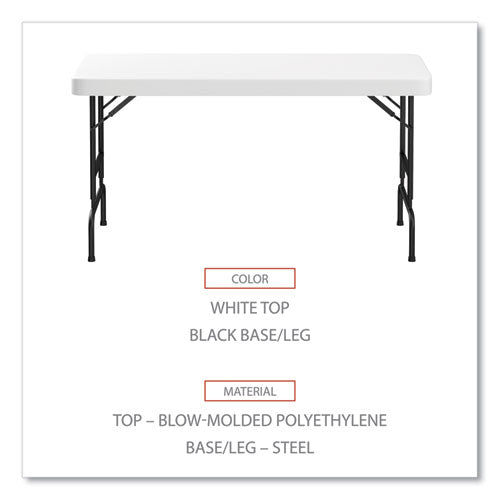 Adjustable Height Plastic Folding Table, Rectangular, 72w X 29.63d X 29.25 To 37.13h, White