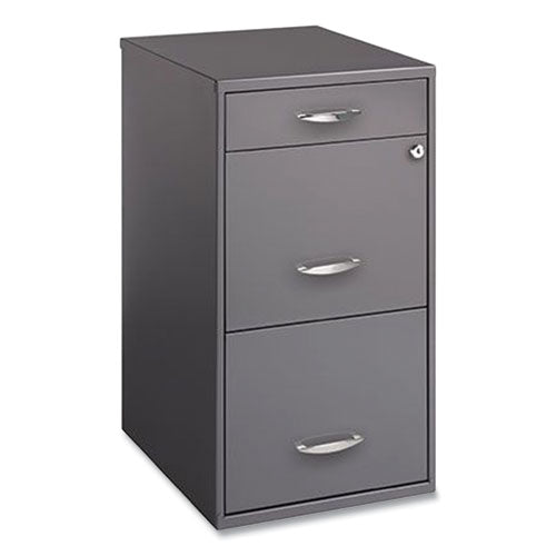 Utility File Cabinet, 3-drawers: Pencil/file/file, Letter, Charcoal, 14.5" X 18" X 27.13"