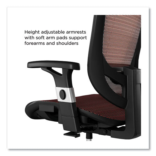 Flexfit Hyken Mesh Task Chair, Supports Up To 275 Lb, 17.24" To 20.98" Seat Height, Maroon Seat/back, Silver/black Base