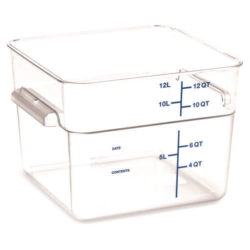 Squares Polycarbonate Food Storage Container, 12 Qt, 11.13 X 11.13 X 8.25, Clear, Plastic