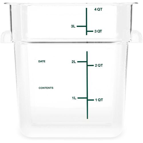 Squares Polycarbonate Food Storage Container, 4 Qt, 7.13 X 7.13 X 7.29, Clear, Plastic