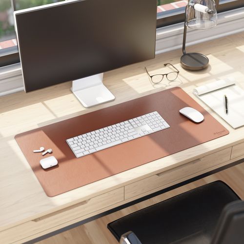 Vegan Leather Desk Pads, 31.5" X 15.7", Brown