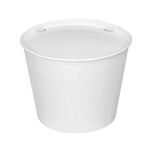 Food Bucket With Lid, 130 Oz, 8.46" Dia X 6.6"h, White, Paper, 150/carton