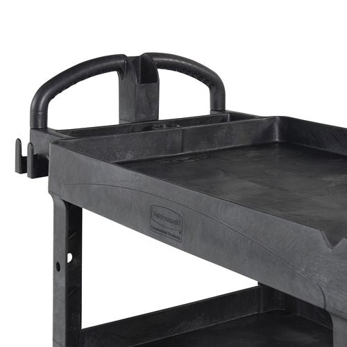 Brute 3-shelf Heavy-duty Ergo Lipped Utility Cart, Resin, 3 Shelves, 600 Lb Capacity, 25.24" X 44" X 47", Black