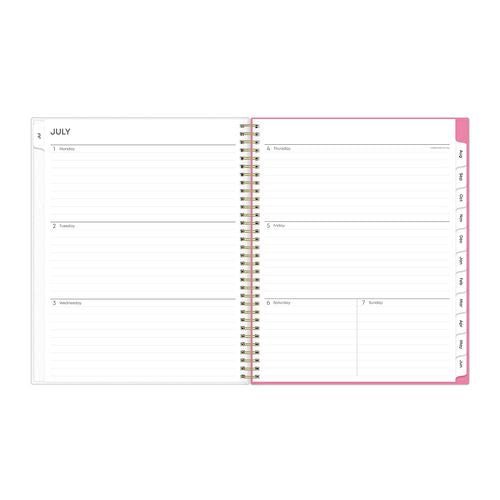 Roosevelt Pink Academic Weekly/monthly Planner, Floral Artwork, 11" X 8.5", Pink/gray Cover, 12-month (july-june): 2024-2025