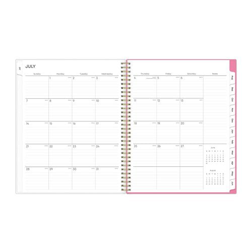 Roosevelt Pink Academic Weekly/monthly Planner, Floral Artwork, 11" X 8.5", Pink/gray Cover, 12-month (july-june): 2024-2025