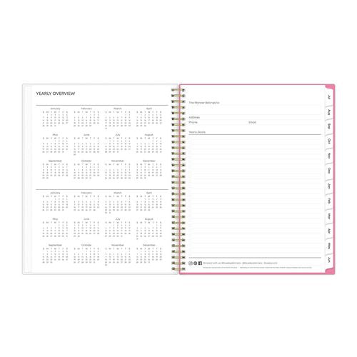 Roosevelt Pink Academic Weekly/monthly Planner, Floral Artwork, 11" X 8.5", Pink/gray Cover, 12-month (july-june): 2024-2025