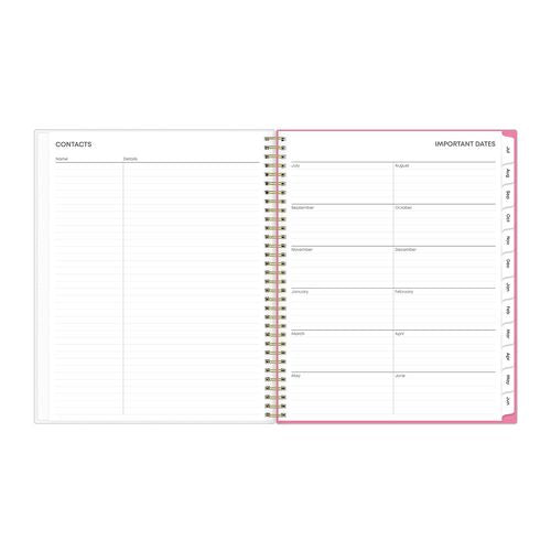 Roosevelt Pink Academic Weekly/monthly Planner, Floral Artwork, 11" X 8.5", Pink/gray Cover, 12-month (july-june): 2024-2025