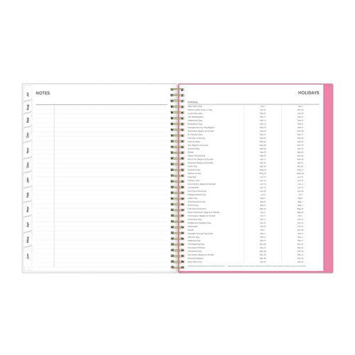 Roosevelt Pink Academic Weekly/monthly Planner, Floral Artwork, 11" X 8.5", Pink/gray Cover, 12-month (july-june): 2024-2025