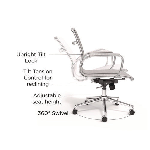 Everell Fabric Managers Chair, Supports Up To 275 Lb, 16.4" To 20.1" Seat Height, Heather Gray Seat/back, Chrome Base