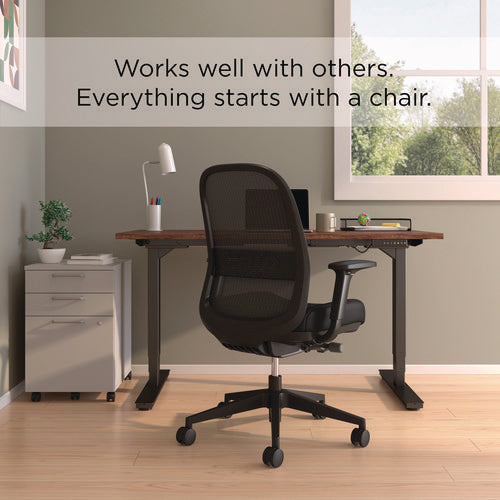 Essentials Mesh Back Fabric Task Chair, Adjustable Lumbar Support, Supports Up To 275 Lb, 18.31" To 22.17" Seat Height, Black