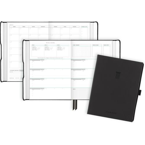 Foundation Undated Weekly/monthly Planner, 8.5" X 6.75", Black Cover, 12-month: Undated