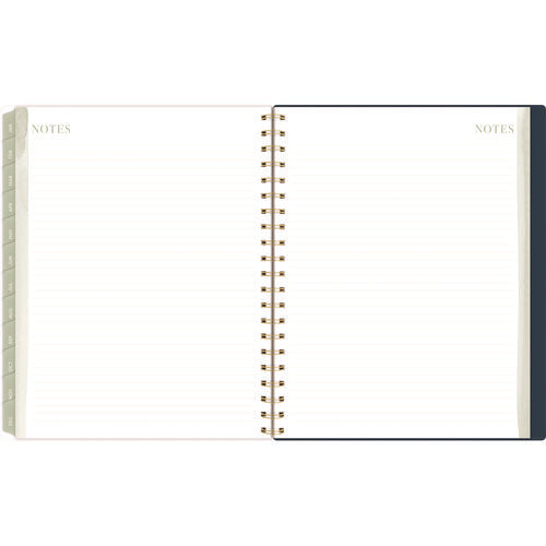 Leah Bisch Weekly/monthly Floral Planner, Floral Artwork, 11" X 9.25", Blue/white/gold Cover, 12-month (jan To Dec): 2025