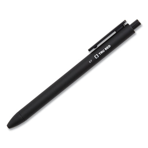 Quick Dry Gel Pen, Retractable, Medium 0.7 Mm, Black Ink, Black Barrel, Dozen