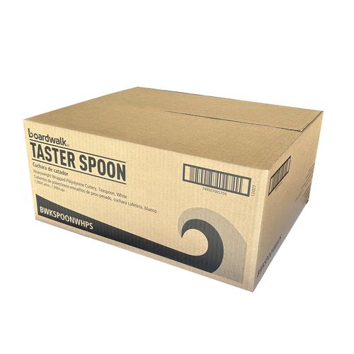 Heavyweight Wrapped Polystyrene Cutlery, Teaspoon, White, 1,000/carton