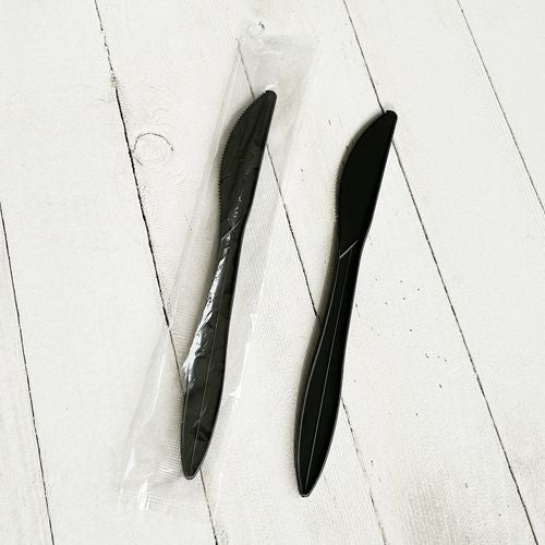 Mediumweight Wrapped Polypropylene Cutlery, Knife, Black, 1,000/carton