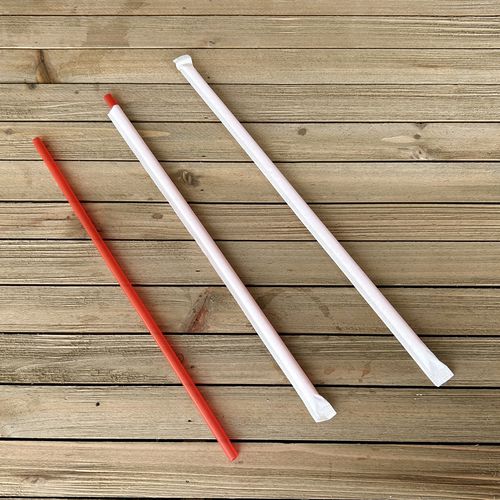 Wrapped Giant Straws, 10.25", Polypropylene, Red, 1,200/carton