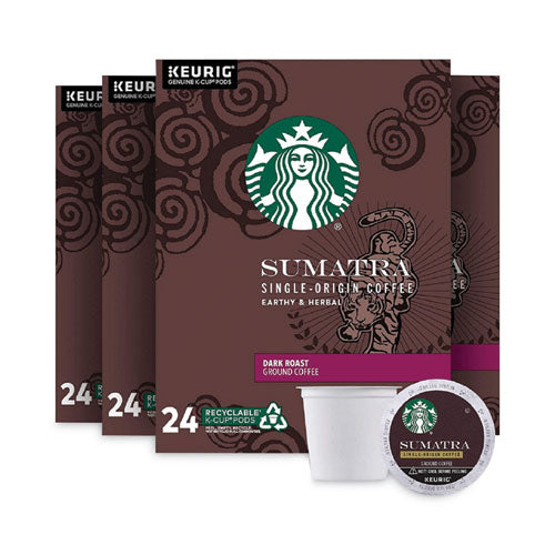 Sumatra Coffee K-cups, Sumatra, 0.4 Oz K-cup, 96/box