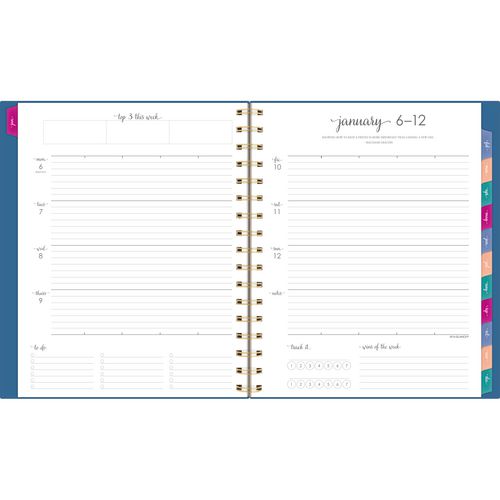 Harmony Weekly/monthly Poly Planner, 8.88 X 7.69, Blue/gold Cover, 13-month (jan To Jan): 2025 To 2026