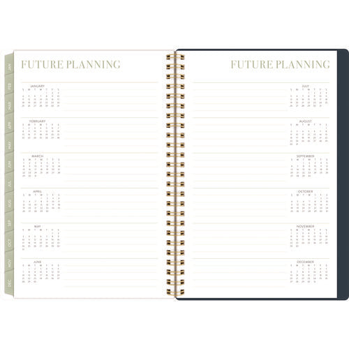 Leah Bisch Weekly/monthly Floral Planner, Floral Artwork, 8.5" X 6.38", Blue/white/gold Cover, 12-month (jan To Dec): 2025