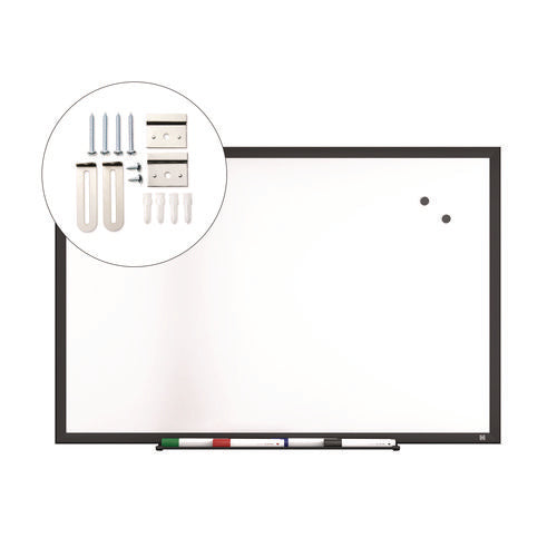 Magnetic Steel Dry Erase Board, 24" X 36", White Surface, Black Aluminum Frame