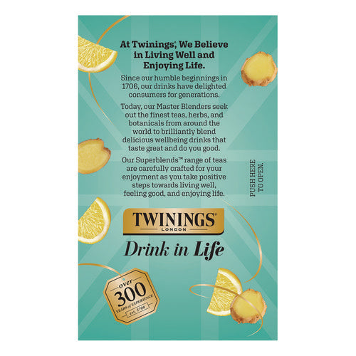 Probiotics Lemon And Ginger Herbal Tea Bags, 0.05 Oz, 18/box