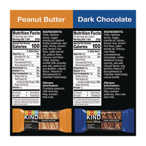 Minis Chewey, Dark Chocolate And Peanut Butter Variety Pack, 0.81 Oz, 20/box